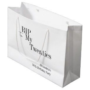 30th Birthday RIP 20s Minimal Party Favour Large Gift Bag