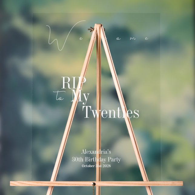 30th Birthday RIP 20s Party Welcome Sign (Neutral)