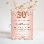 30th birthday rose gold blush glitter luxury invitation<br><div class="desc">For an elegant 30th birthday.  A rose gold background. Decorated with rose gold,  pink glitter,  sparkles.  Personalise and add a name,  and party details. The name is written with a hand lettered style script,  number 30 with balloon style fonts.</div>