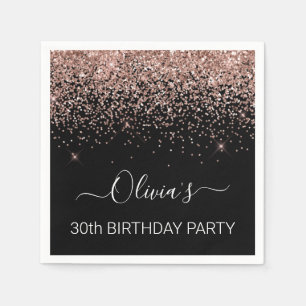30th Birthday Rose Gold Blush Pink Glitter Any Age Napkin