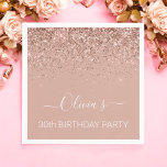 30th Birthday Rose Gold Blush Pink Glitter Any Age Napkin<br><div class="desc">30th Birthday Party Rose Gold - Blush Pink  Any Age Sparkle Glitter Brushed Metal Monogram Name Paper Party Napkins. This makes the perfect sweet 16 birthday,  15th,  18th,  21st,  30th,  40th,  50th,  60th,  70th,  80th,  90th,  100th party supplies for someone that loves glam luxury and chic styles.</div>