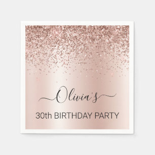 30th Birthday Rose Gold - Blush Pink Glitter Napkin