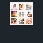 30th birthday rose gold name photo collage canvas print<br><div class="desc">A unique 30th birthday gift or keepsake, celebrating her life with a collage of 8 of your photos. Add images of her family, friends, pets, hobbies or dream travel destination. Personalise and add a name, age 30 and a date. Grey and black coloured letters. A chic girly and feminine rose...</div>