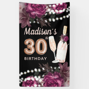 30th Birthday Rose Wine Luxury Banner