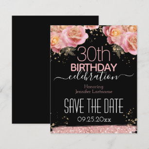 30th Birthday Save the Date Pink Floral Budget