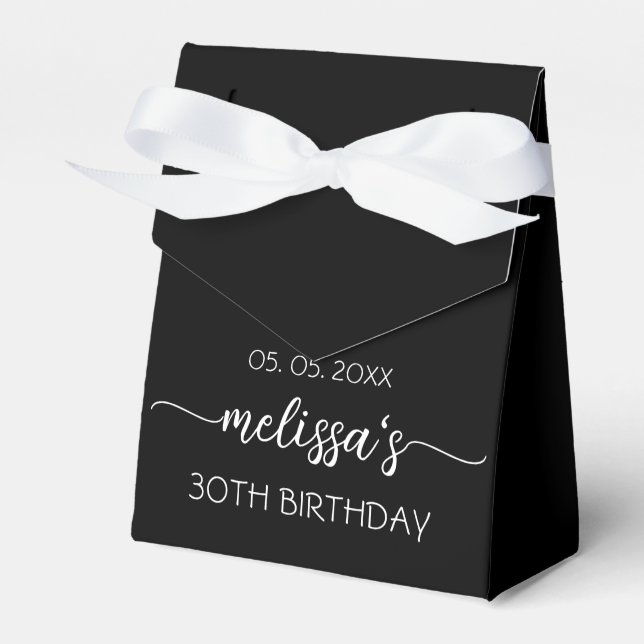 30th Birthday Simple Black Calligraphy Script Favour Box (Front Side)