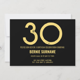 30th Birthday Simple Typography Bday Party Invitation