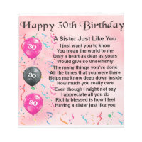 30th Birthday Sister Poem