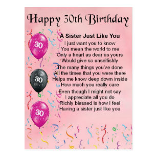 Sister 30th Birthday Cards | Zazzle UK