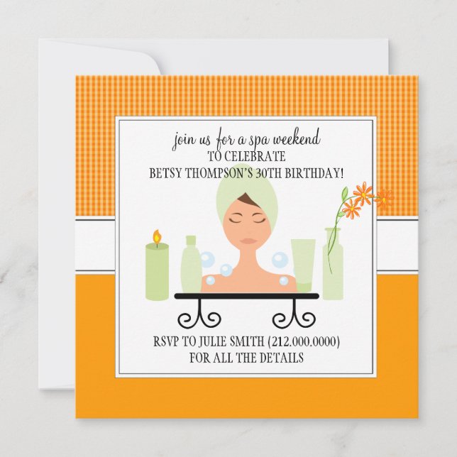 30th Birthday Spa Weekend Getaway Invitation (Front)