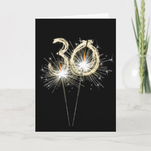 30th Birthday Sparklers on Black  Card
