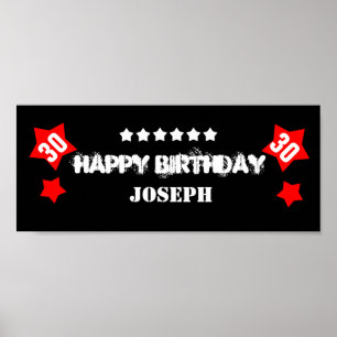 30th Birthday Star Banner Custom Name V30S STARS Poster