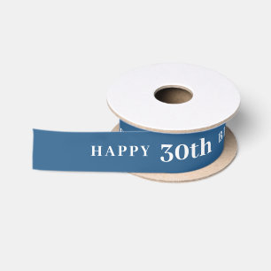 30th Birthday Steel Blue Ribbon Satin Ribbon