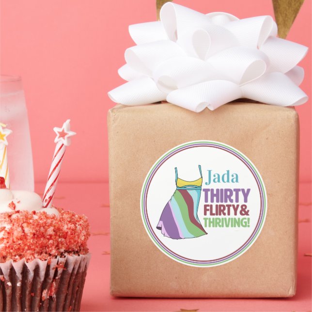 30th Birthday Stickers Thirty Flirty & Thriving (Party)