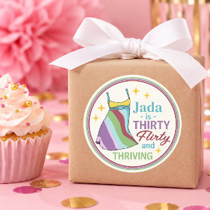 30th Birthday Stickers, Thirty Flirty & Thriving Classic Round Sticker
