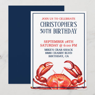 30th Birthday Summer Crab Invitation