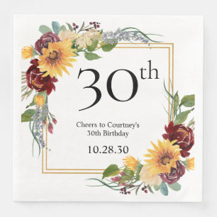 30th Birthday Sunflowers Napkin