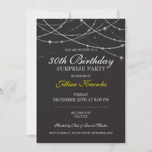 30th Birthday Surprise Party Gothic String Lights Invitation
