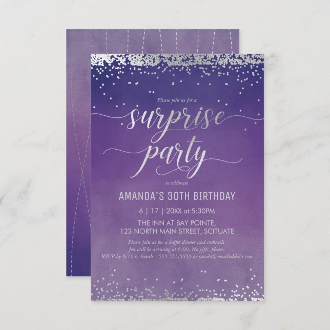 30th Birthday Surprise Party Invitation - Elegant (Front/Back)