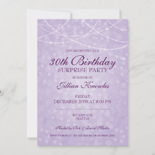 30th Birthday Surprise Party Mauve Bokeh Invitation
