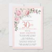 30th Birthday Surprise Party Pink Rose Floral
