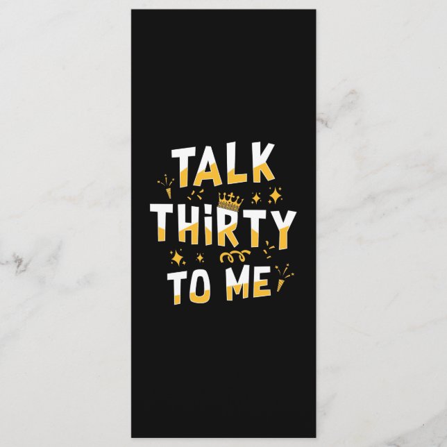 30th Birthday | Talk Thirty To Me Menu (Front)