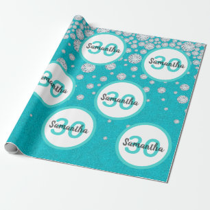 30th birthday teal green glitter diamonds wrapping paper