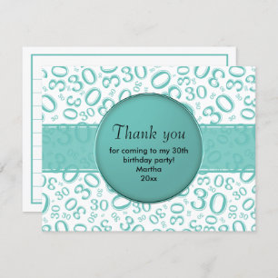 30th Birthday: Teal/White Number Pattern