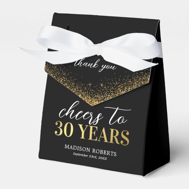 30th Birthday Thank You Black Gold Favour Box (Front Side)