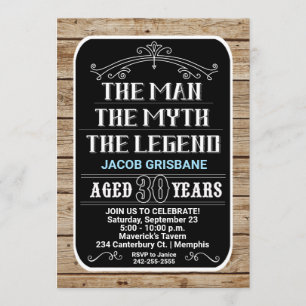30th Birthday The Man The Myth The Legend 30 YRS Invitation