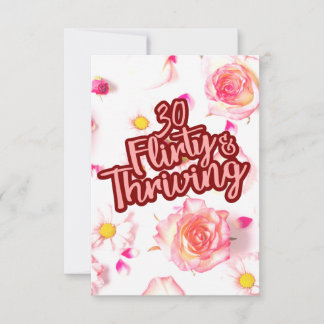 30th Birthday Thirty Flirty and Thriving Fun Pink Thank You Card