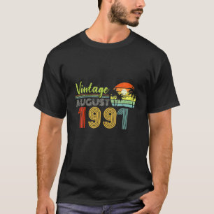 30Th Birthday Vintage August 1991 Thirty Years Old T-Shirt