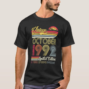 30th Birthday Vintage October 1992 30th Birthday M T-Shirt