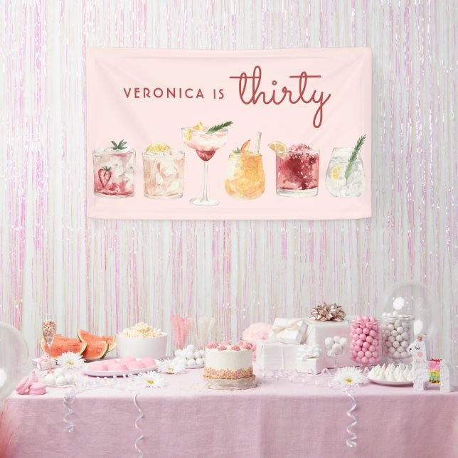 30th Birthday Watercolor Cocktail Party Banner (Party)