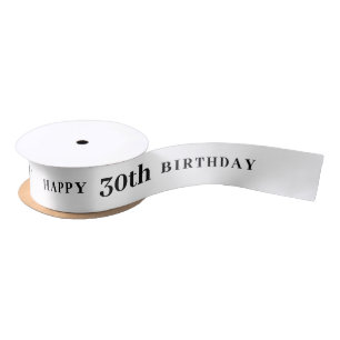 30th Birthday White Ribbon Satin Ribbon