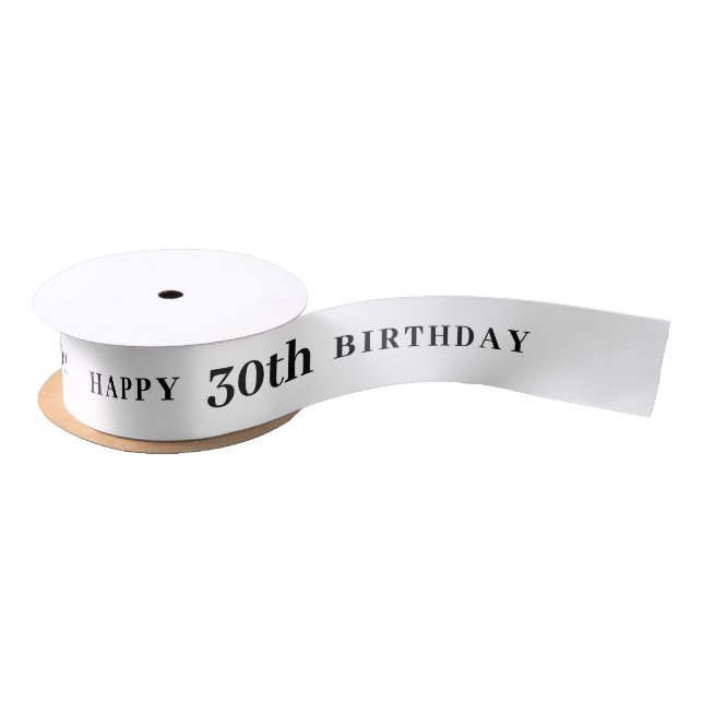 30th Birthday White Ribbon Satin Ribbon (Spool)