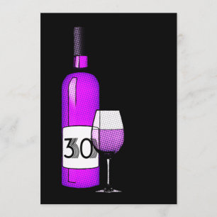 30th birthday : wine bottle & glass invitation