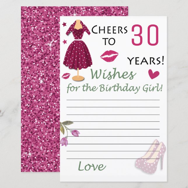 30th Birthday Wishes for the birthday girl (Front/Back)