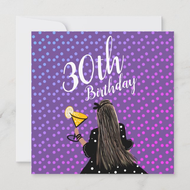 30th Birthday Woman Cocktail Fashion Beauty  Card (Front)