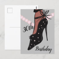 30th Birthday Woman Heel Fashion Beauty Postcard