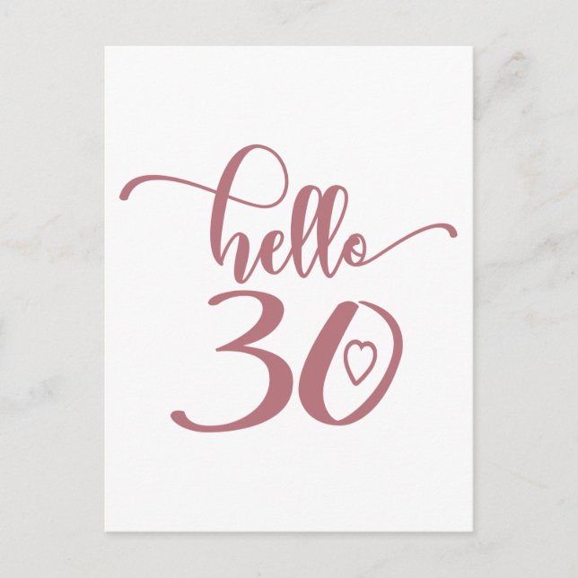 30th Birthday Women Hello 30 Cute 30 Years Old Postcard (Front)