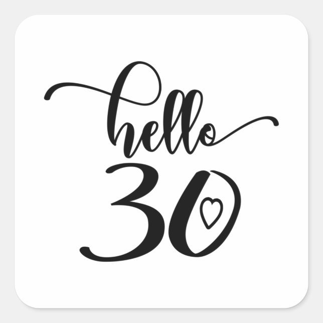 30th Birthday Women Hello 30 Cute 30 Years Old Square Sticker (Front)