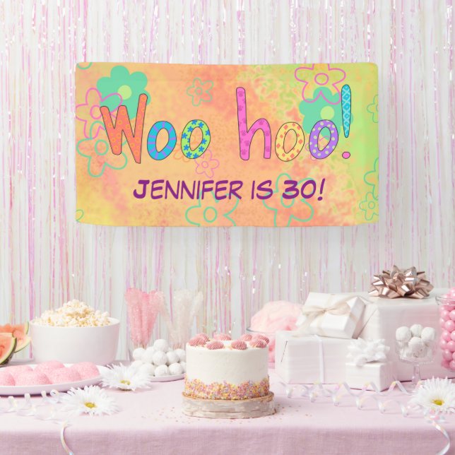 30th Birthday WooHoo Name Personalised Banner (Party)