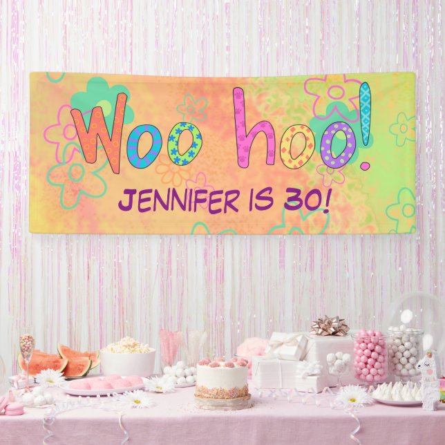 30th Birthday WooHoo Name Personalised Banner (Party)