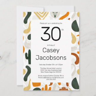30th boho western cowboy buffalo cactus modern invitation