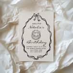 30th Bow Hand Drawn Coquette Illustrated Birthday Invitation<br><div class="desc">If you looking for a elegant and easily edited unique 30th birthday invitation, this one is perfect for you. As you see, it features black hand written script with whimsical name and birthday wording on retro cream background. With black hand drawn cake and inside it the 30TH . And a...</div>