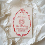 30th Bow Hand Drawn Coquette Illustrated Birthday Invitation<br><div class="desc">If you looking for a elegant and easily edited unique 30th birthday invitation, this one is perfect for you. As you see, it features red hand written script with whimsical name and birthday wording on retro pink background. With colourful red hand drawn cake and inside it the 30TH . And...</div>