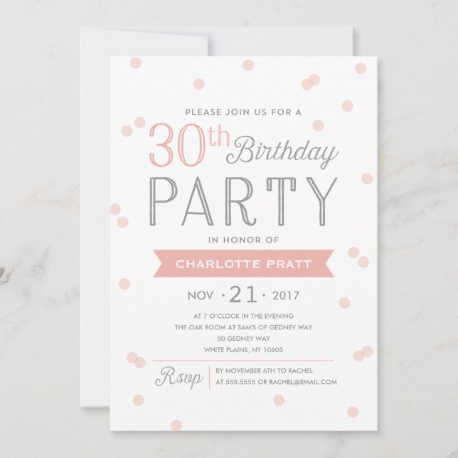 30th Confetti Party Invitation | Birthday (Front)