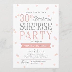 30th Confetti Surprise Party Invitation Birthday