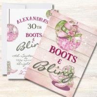 30th Cowgirl Disco  Boots Bling Pink Green  